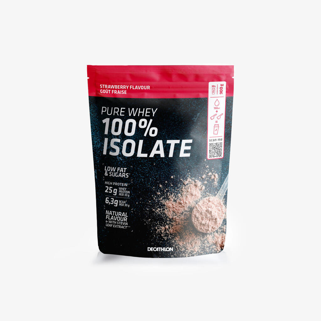 Pure whey 100% isolate strawberry flavour, 900 g